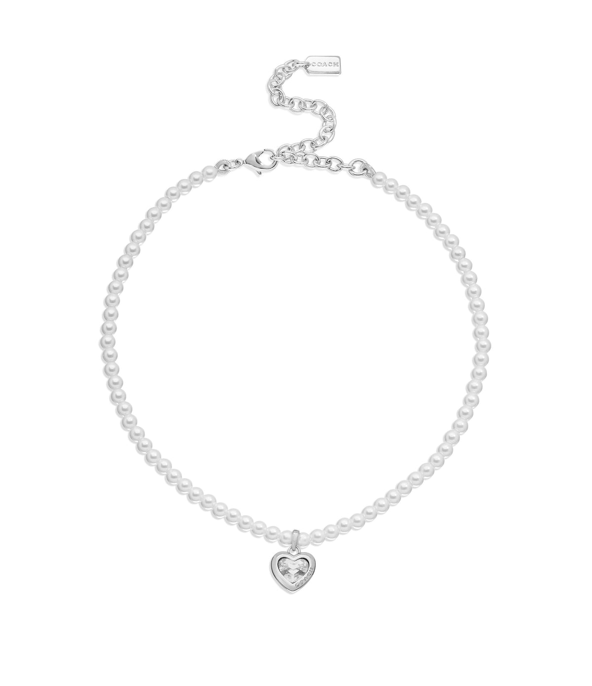 Stone Heart Pearl Choker Necklace-37460428Rho-Crystal