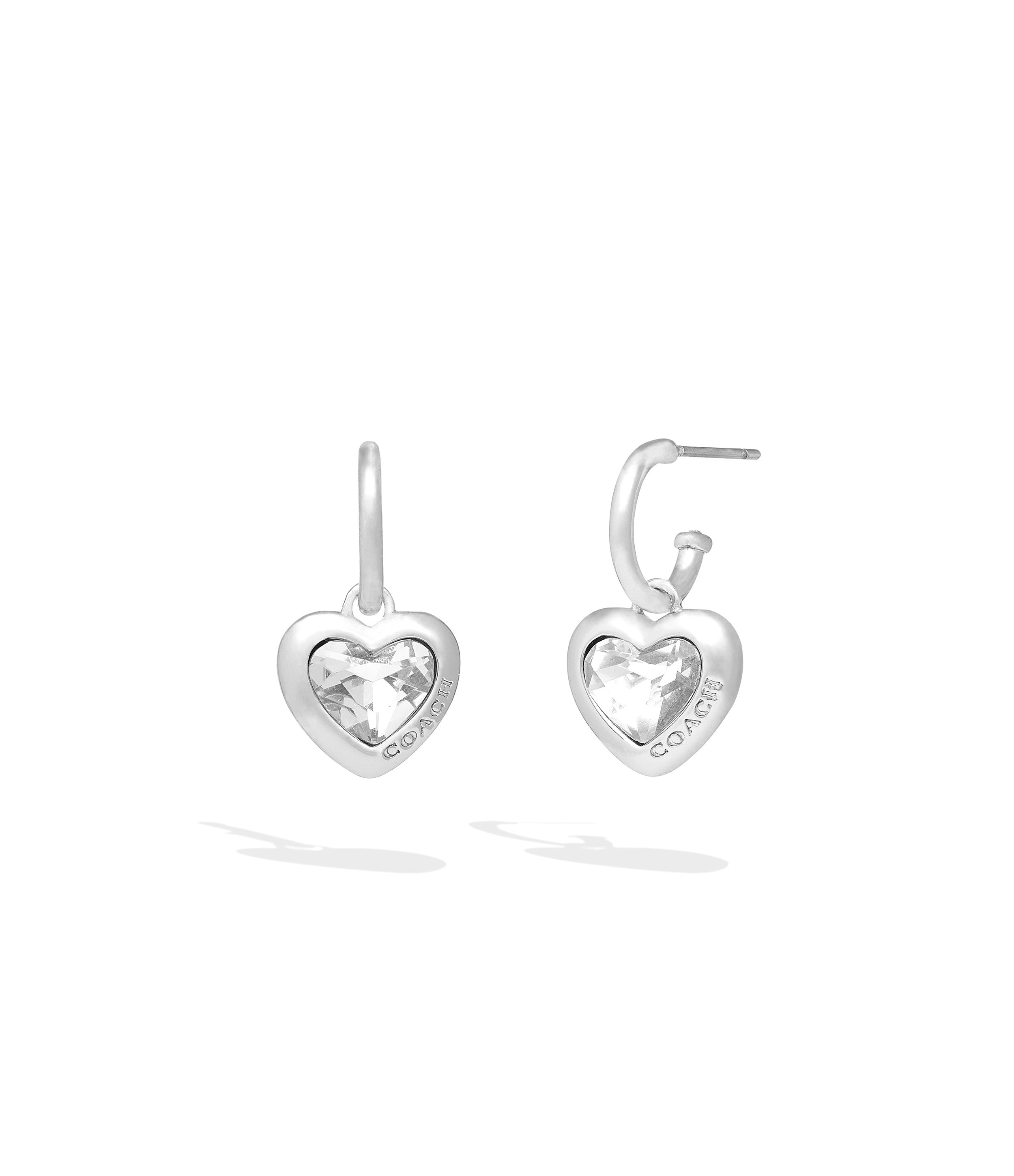 Stone Heart Charm Huggies-37460430Rho-Crystal