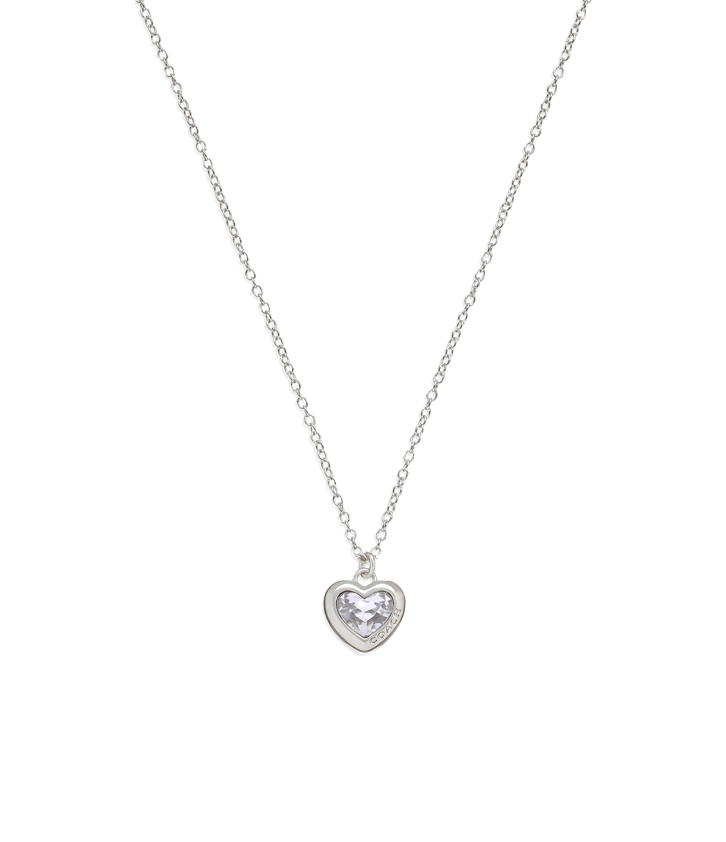 Stone Heart Pendant Necklace-37460431Rho-Crystal