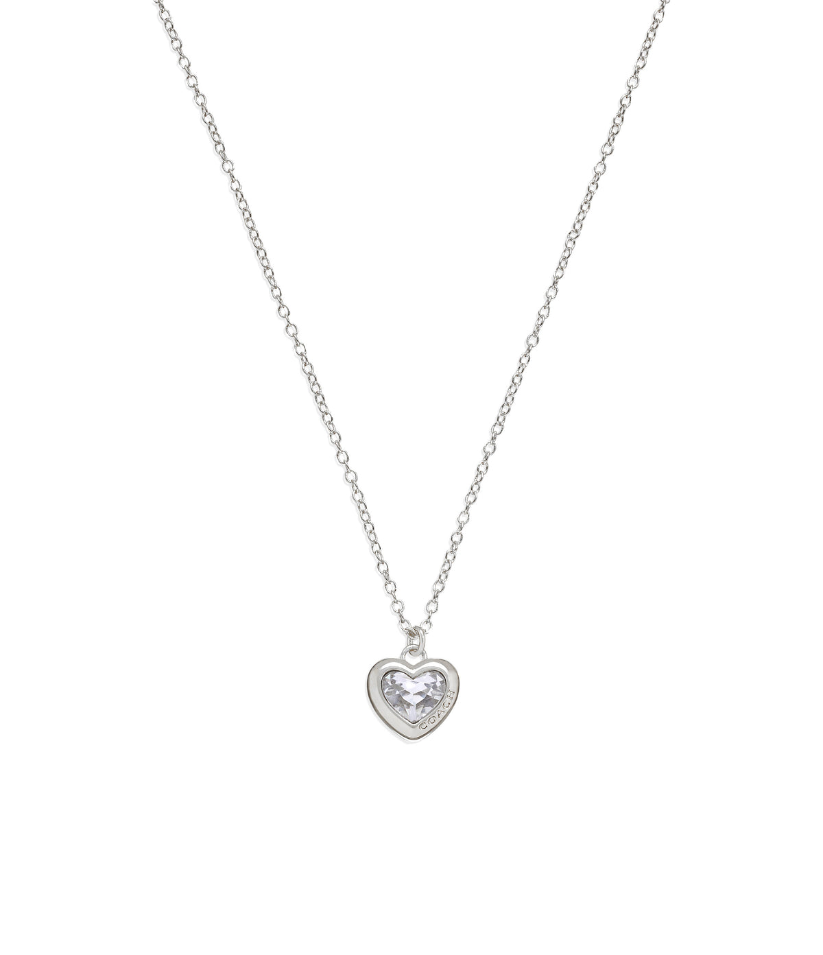 Stone Heart Pendant Necklace-37460431Rho-Crystal