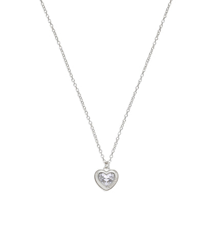 Stone Heart Pendant Necklace-37460431Rho-Crystal