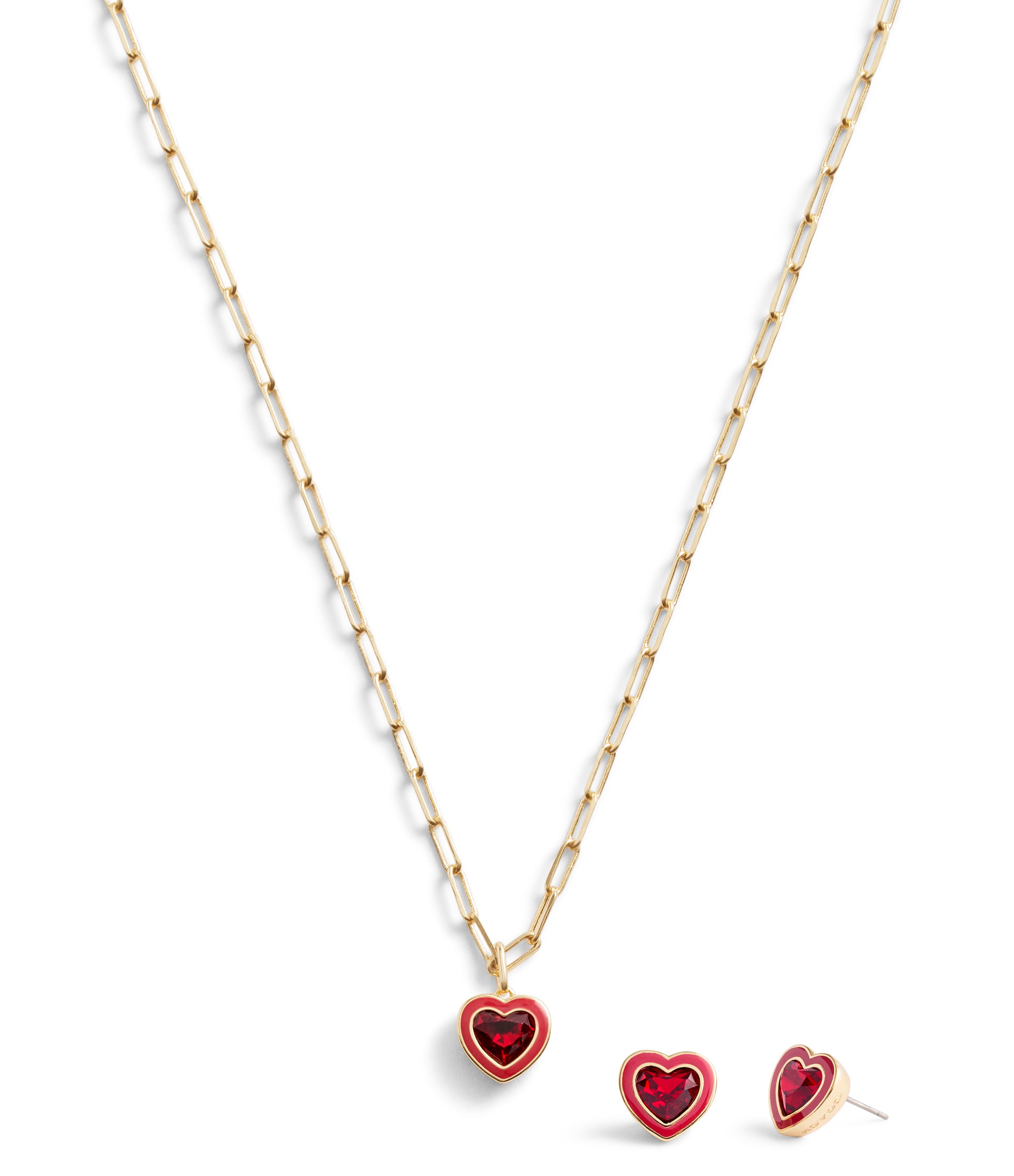 Enamel Heart Boxed Jewelry Set-37460451Gld-Red