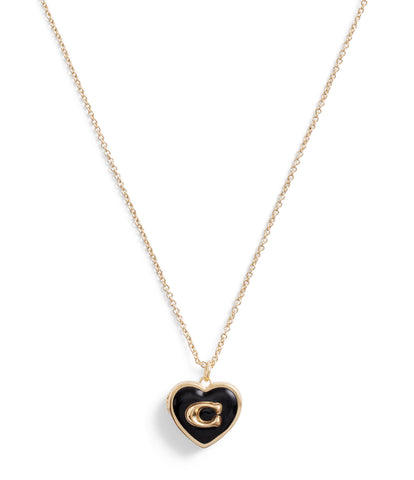 Signature Heart Locket Boxed Necklace-37463846Gld-Black