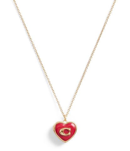 Signature Heart Locket Boxed Necklace-37463846Gld-Red