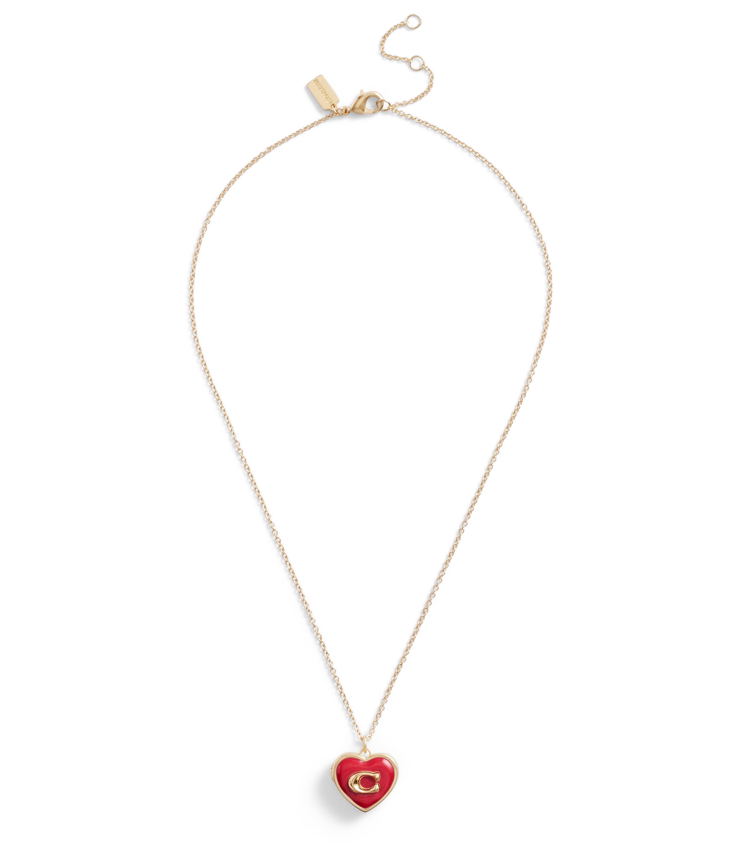 Signature Heart Locket Boxed Necklace-37463846Gld-Red