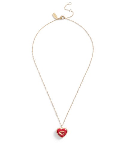 Signature Heart Locket Boxed Necklace-37463846Gld-Red