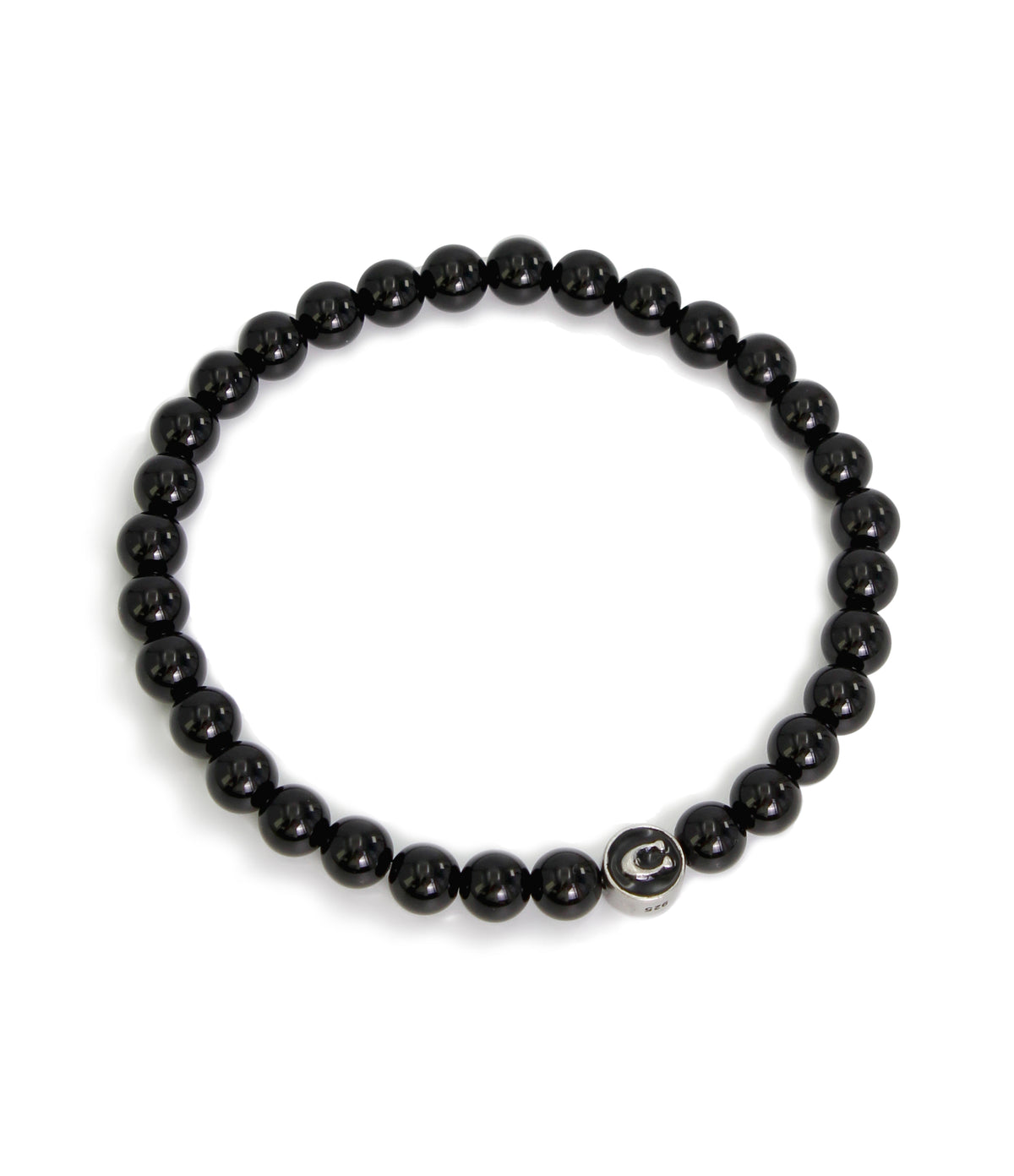 Mens Bead C Stretch Bracelet-37470372Slv-Black