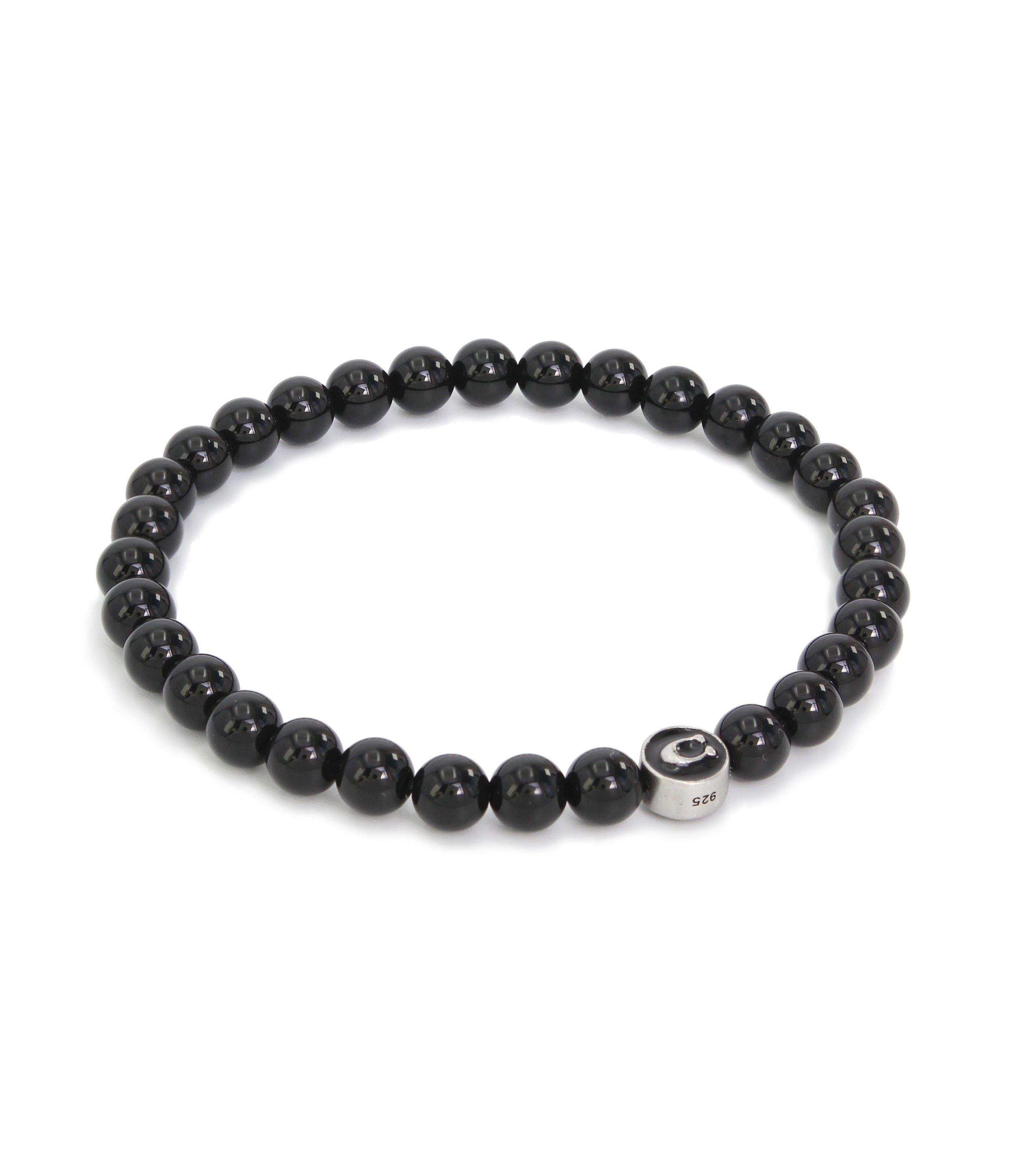 Mens Bead C Stretch Bracelet-37470372Slv-Black