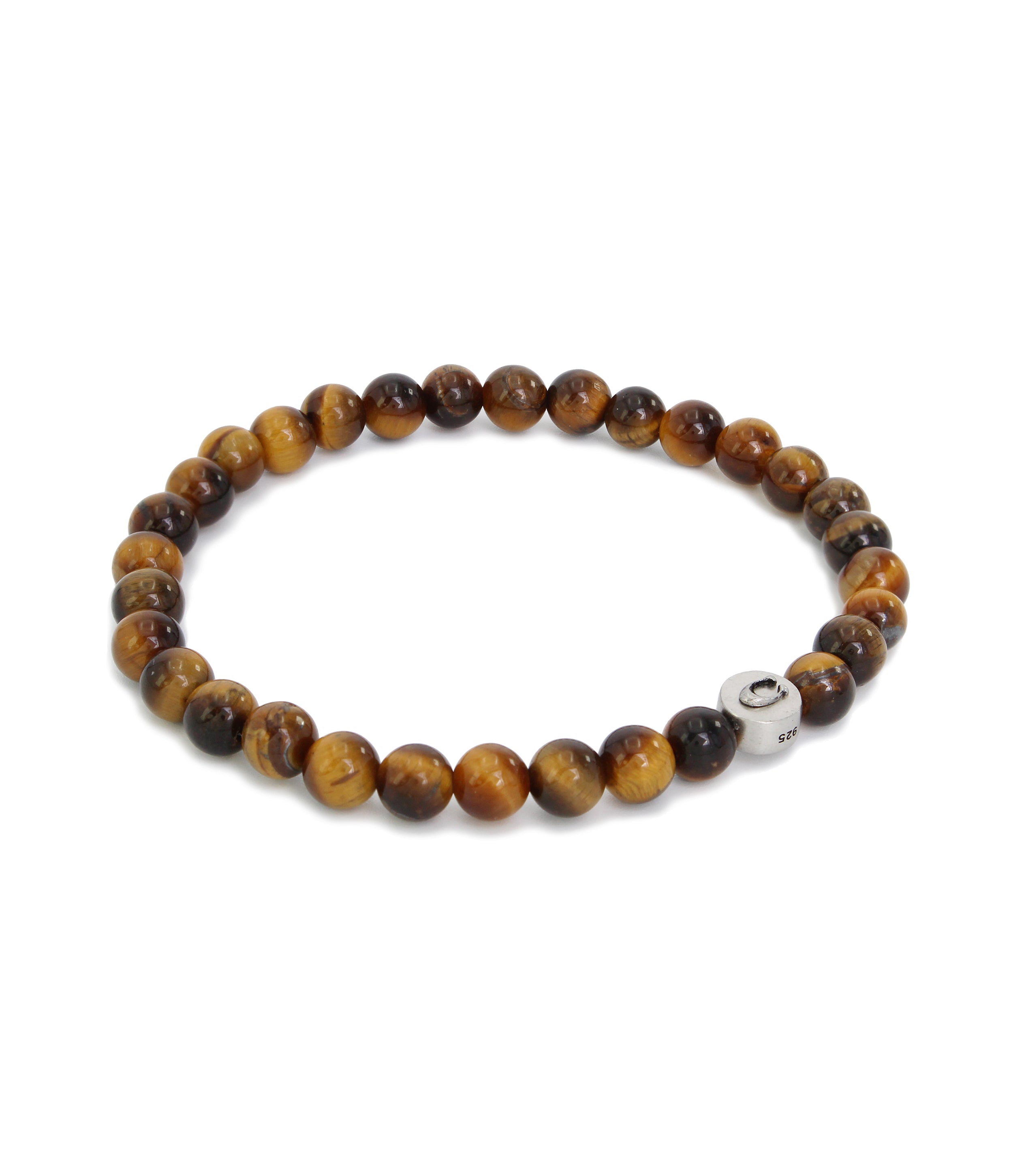 Mens Semi Bead Stretch Bracelet-37470375Slv-Brown