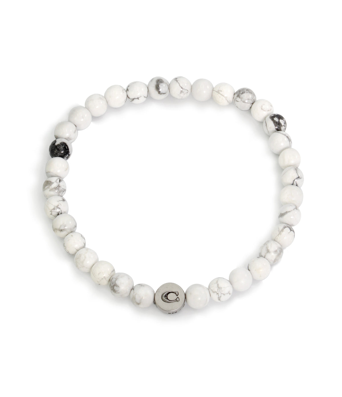 Mens Semi Bead Stretch Bracelet-37470376Slv-White