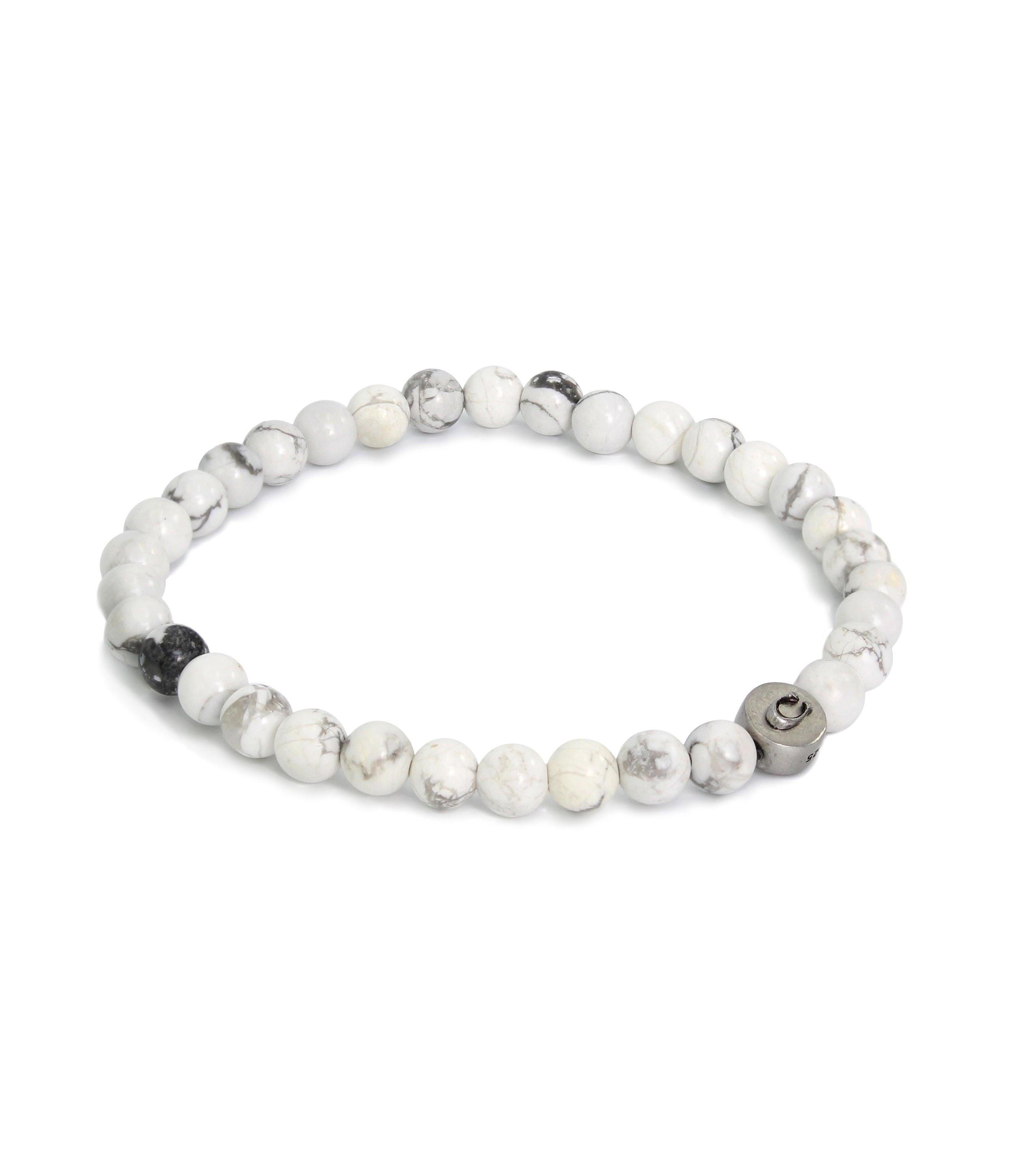 Mens Semi Bead Stretch Bracelet-37470376Slv-White