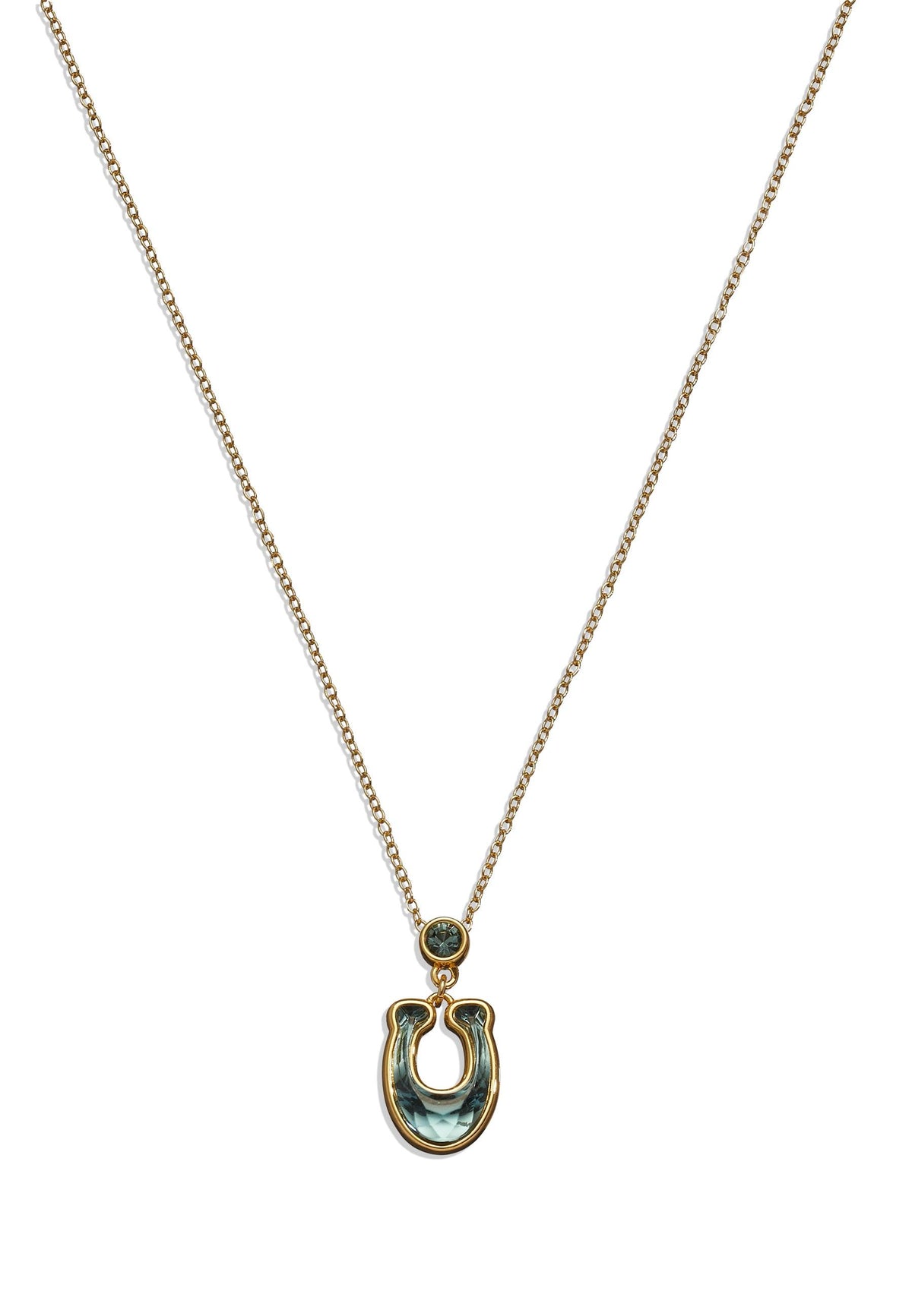 Faceted C short pendant-416162GLD-Blue/Gold