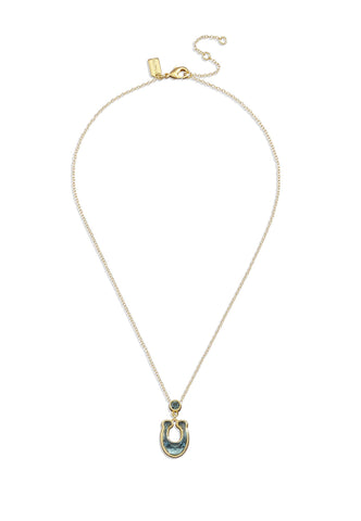 Faceted C short pendant-416162GLD-Blue/Gold