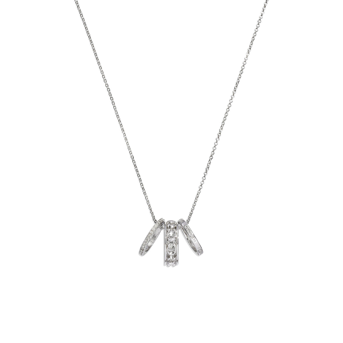 Signature Openwork Pendant Necklace-422694RHD-Rhodium