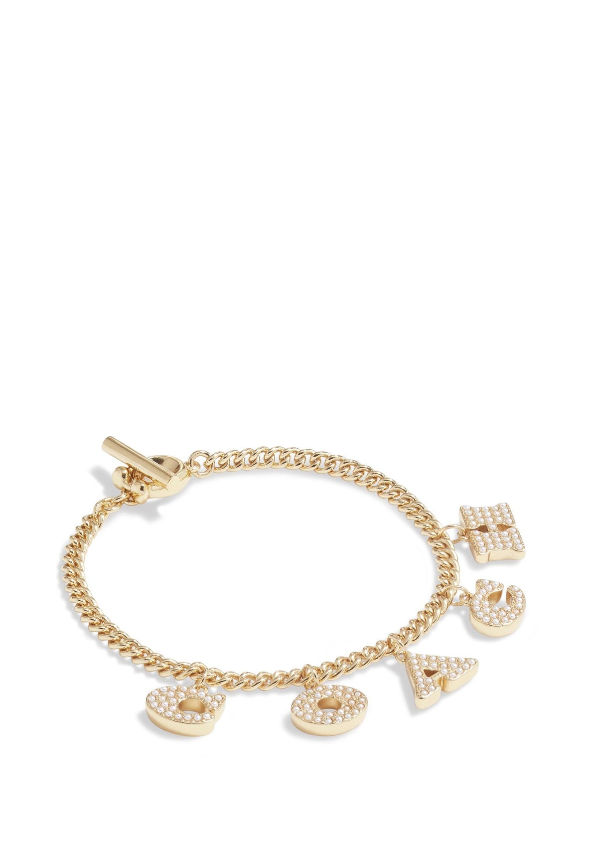 Coach Station Charm Bracelet-429281GLD-Pearl/Gold