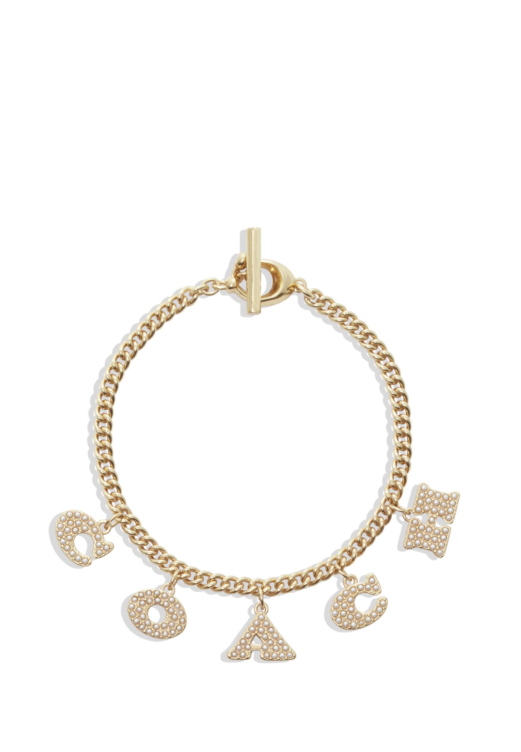 Coach Station Charm Bracelet-429281GLD-Pearl/Gold