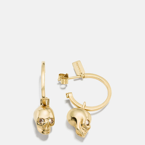 COACH-Mini Skull Charm Hoop Earring-59756-SV/BLACK