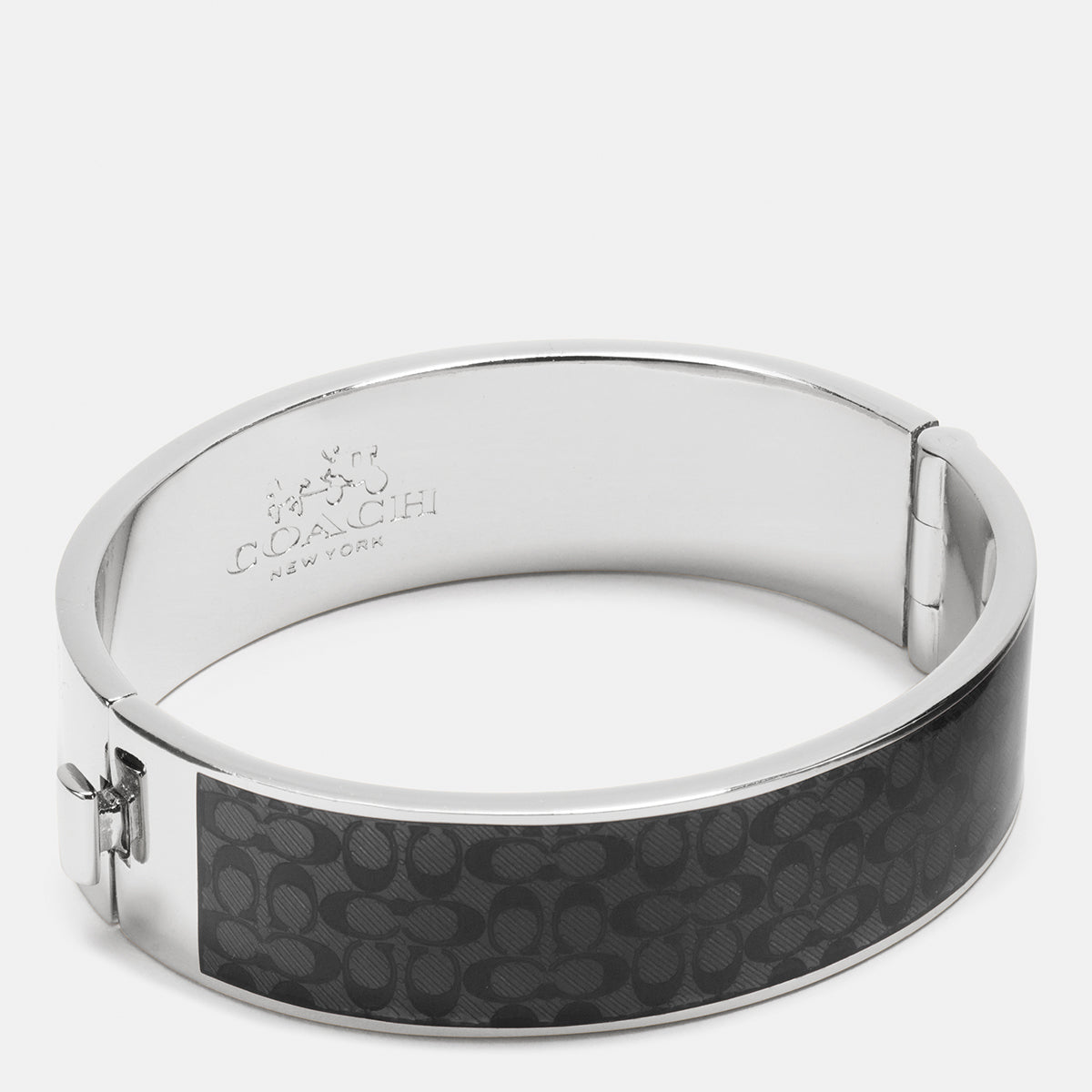 COACH-Enamel Signature Wide Hinged Bangle-90996-BLK