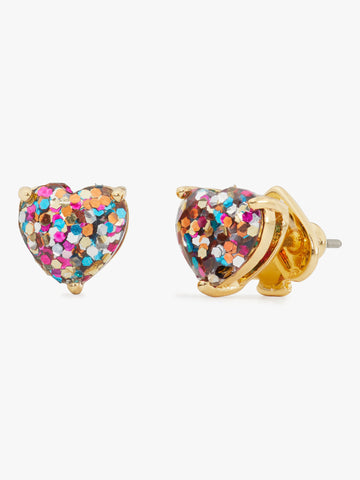 my love glitter heart studs