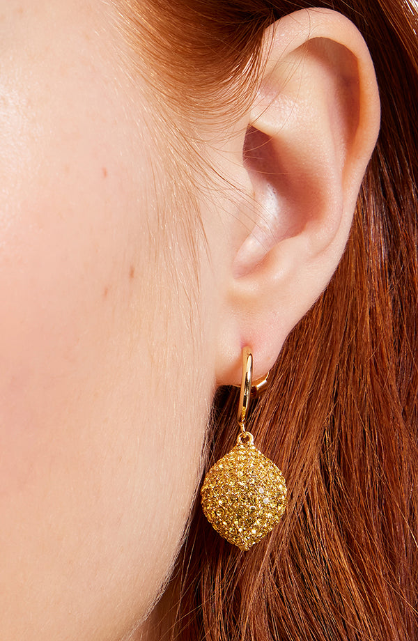 KC869-fresh squeeze huggie drop earrings-Yellow Multi