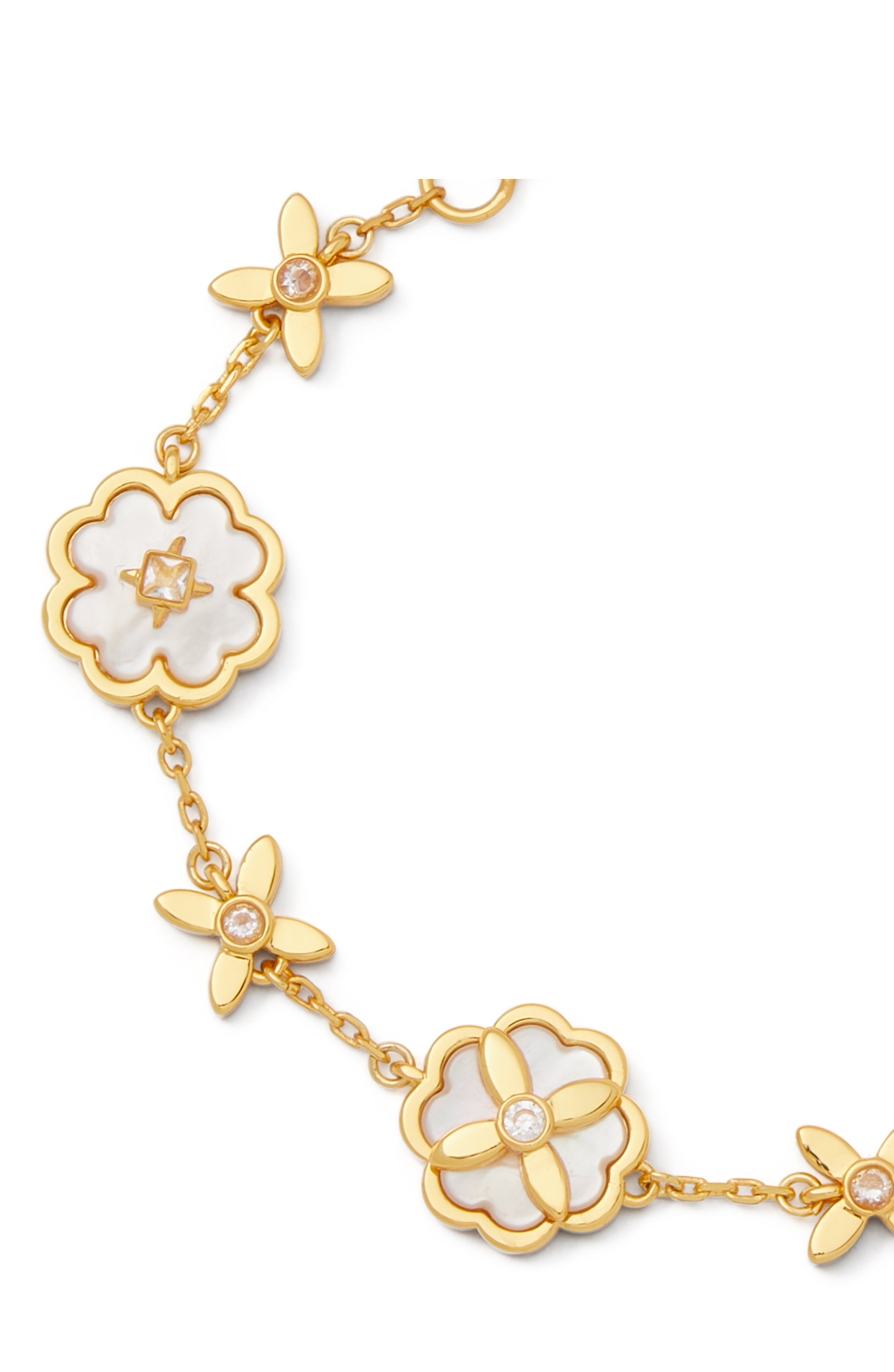 KD292-heritage bloom line bracelet-Cream/Gold