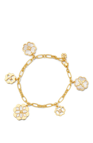 KD293-heritage bloom charm bracelet-Cream/Gold