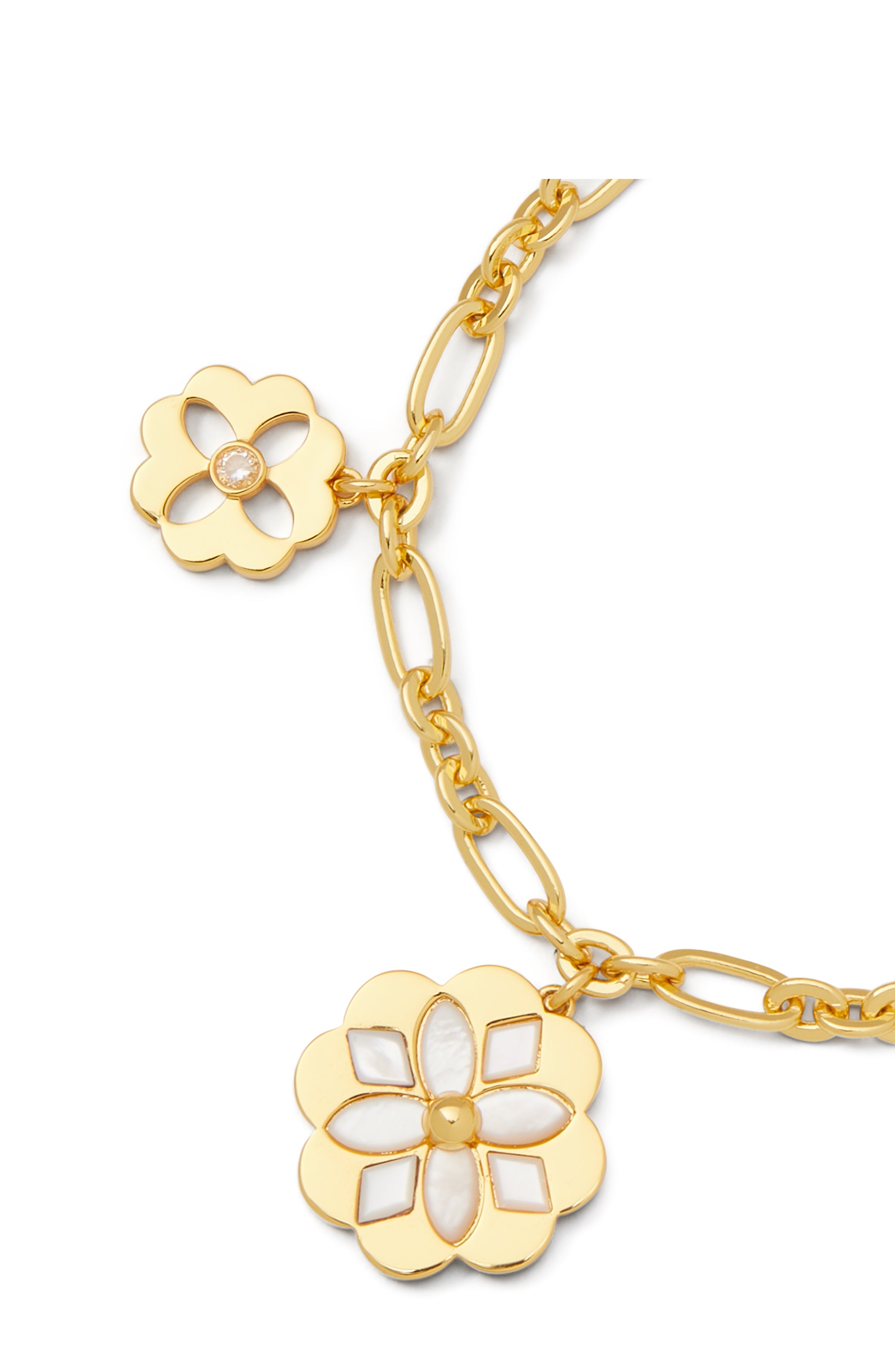 KD293-heritage bloom charm bracelet-Cream/Gold