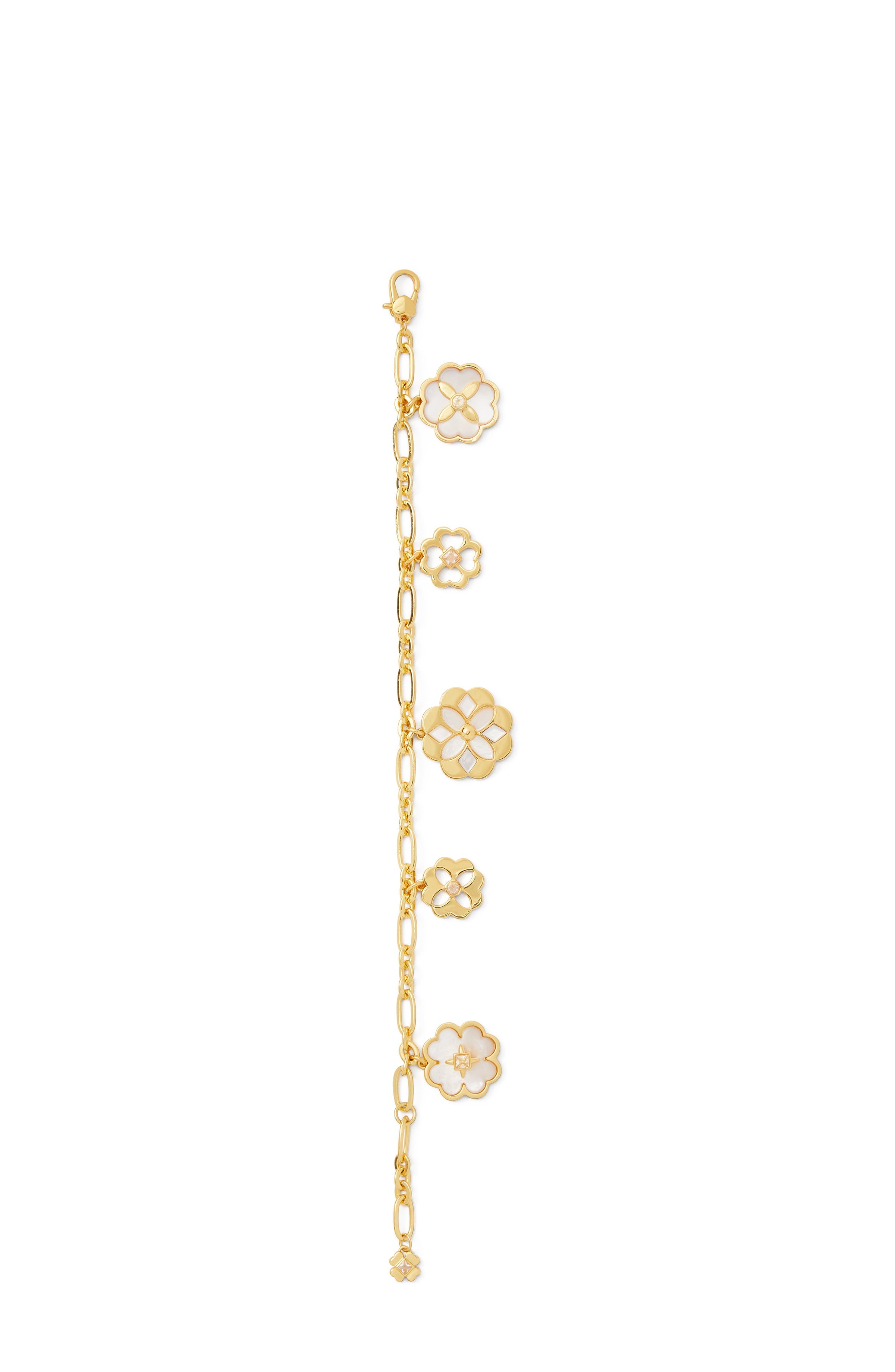 KD293-heritage bloom charm bracelet-Cream/Gold