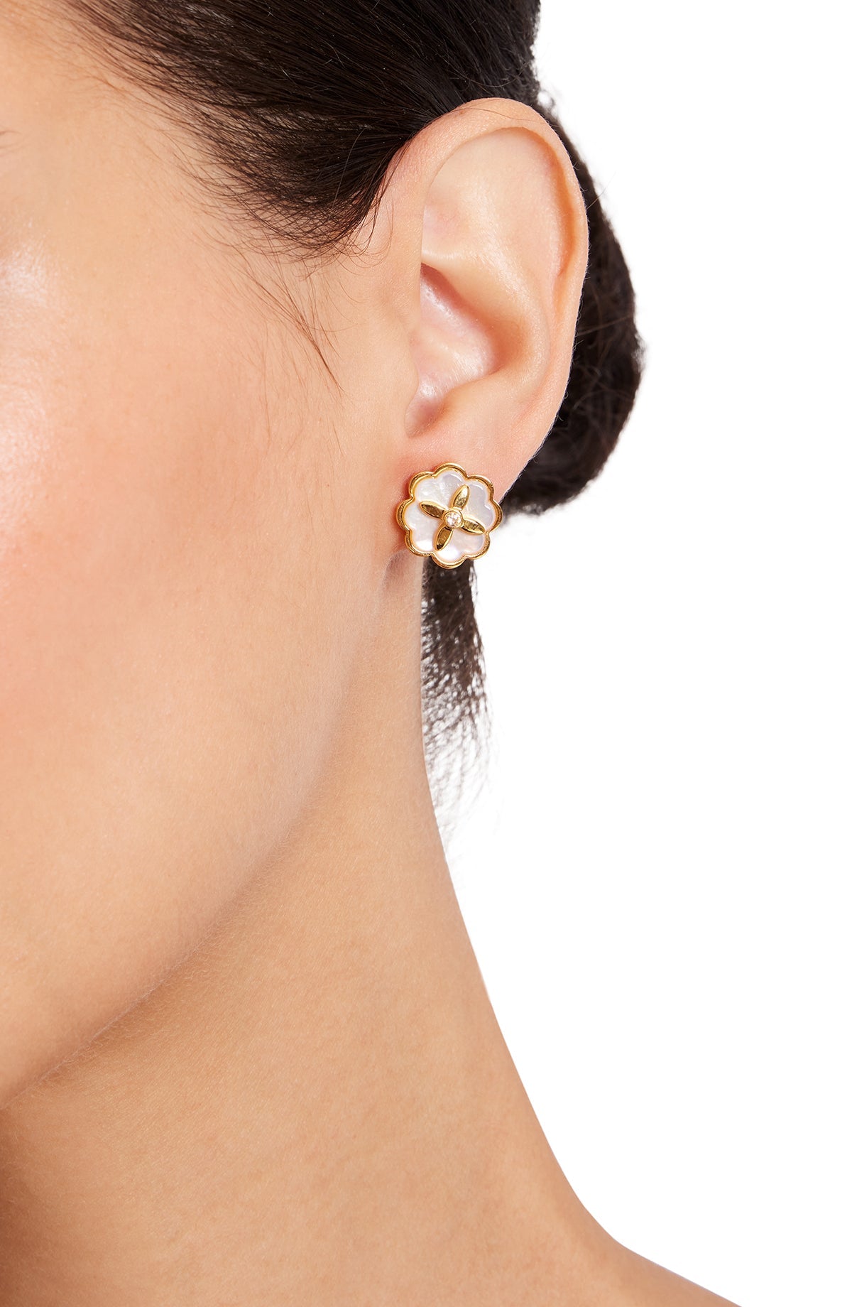 KD307-heritage bloom studs-Cream/Gold