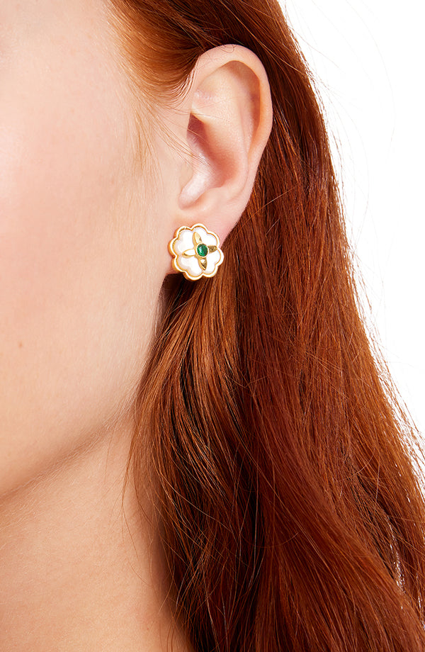 KD310-heritage bloom studs-Emerald