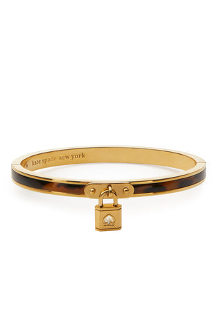 KD323-lock and spade charm bangle-Gold/Tortoise