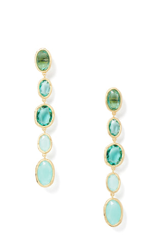 KD479-high shine linear earrings-Green Multi