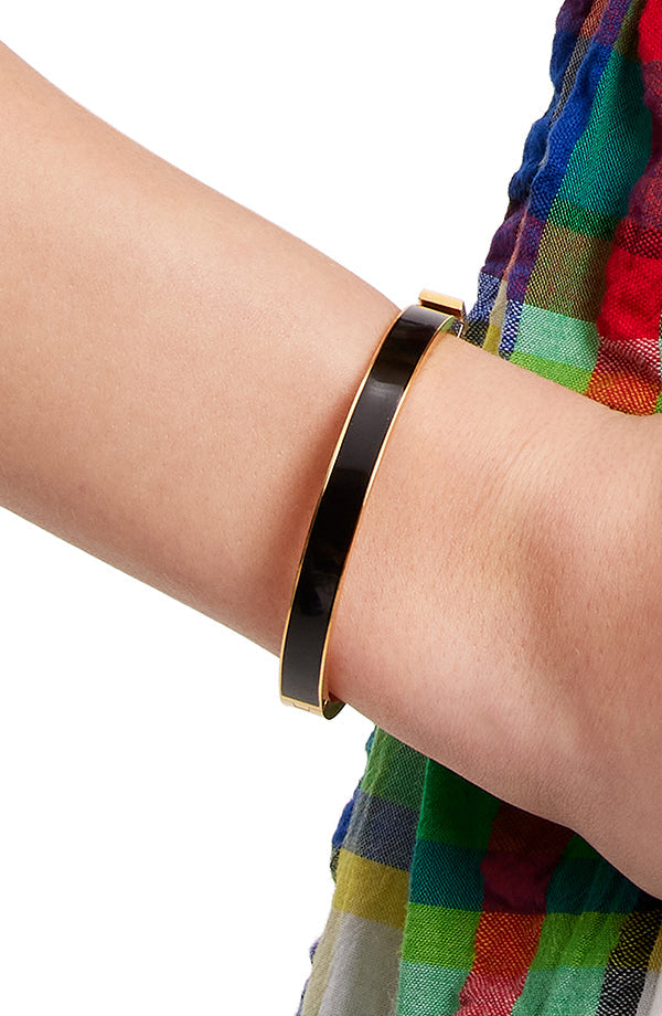 KD484-little black thin idiom bangle-Black