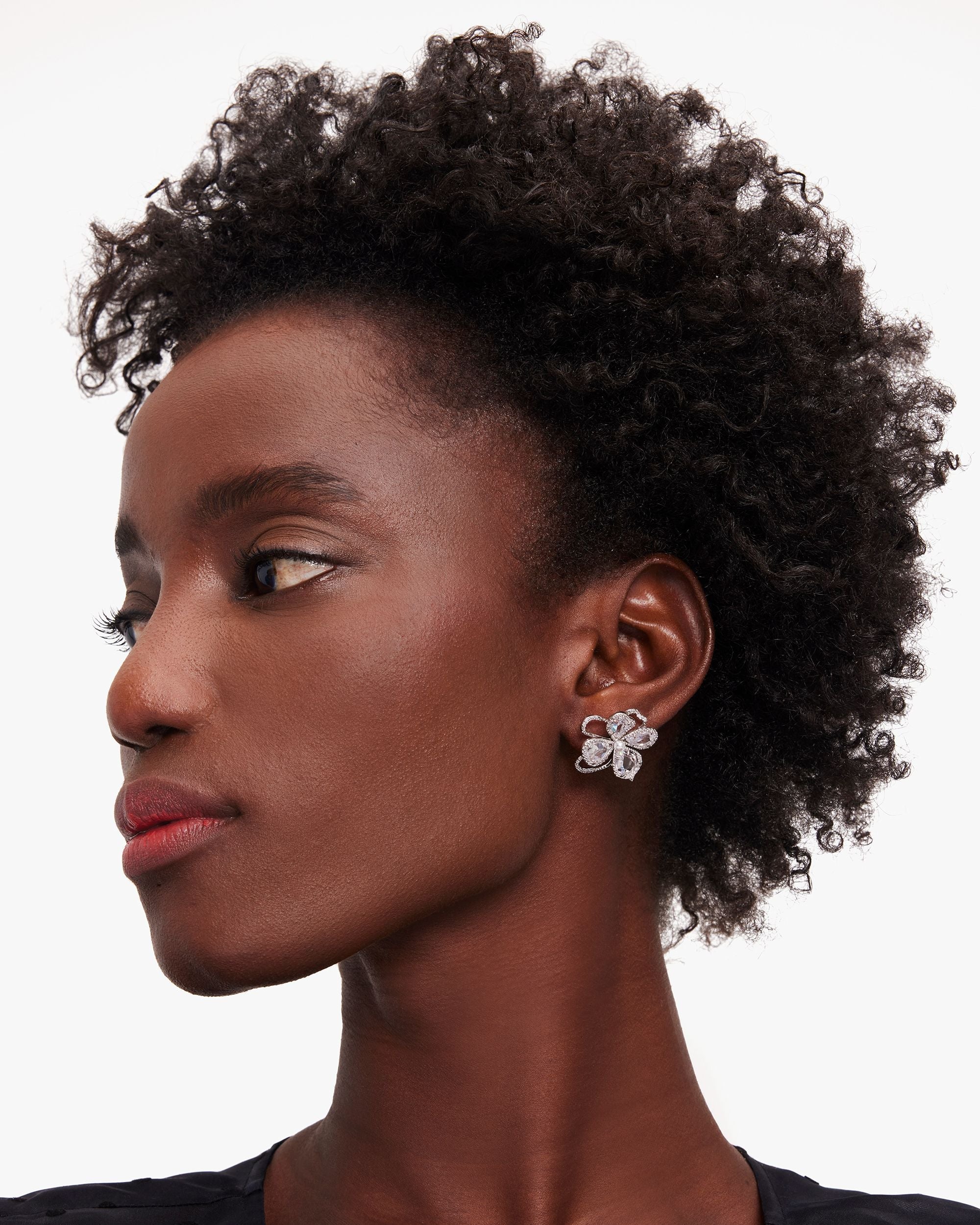 KD886-precious bloom studs-Clear/Silver