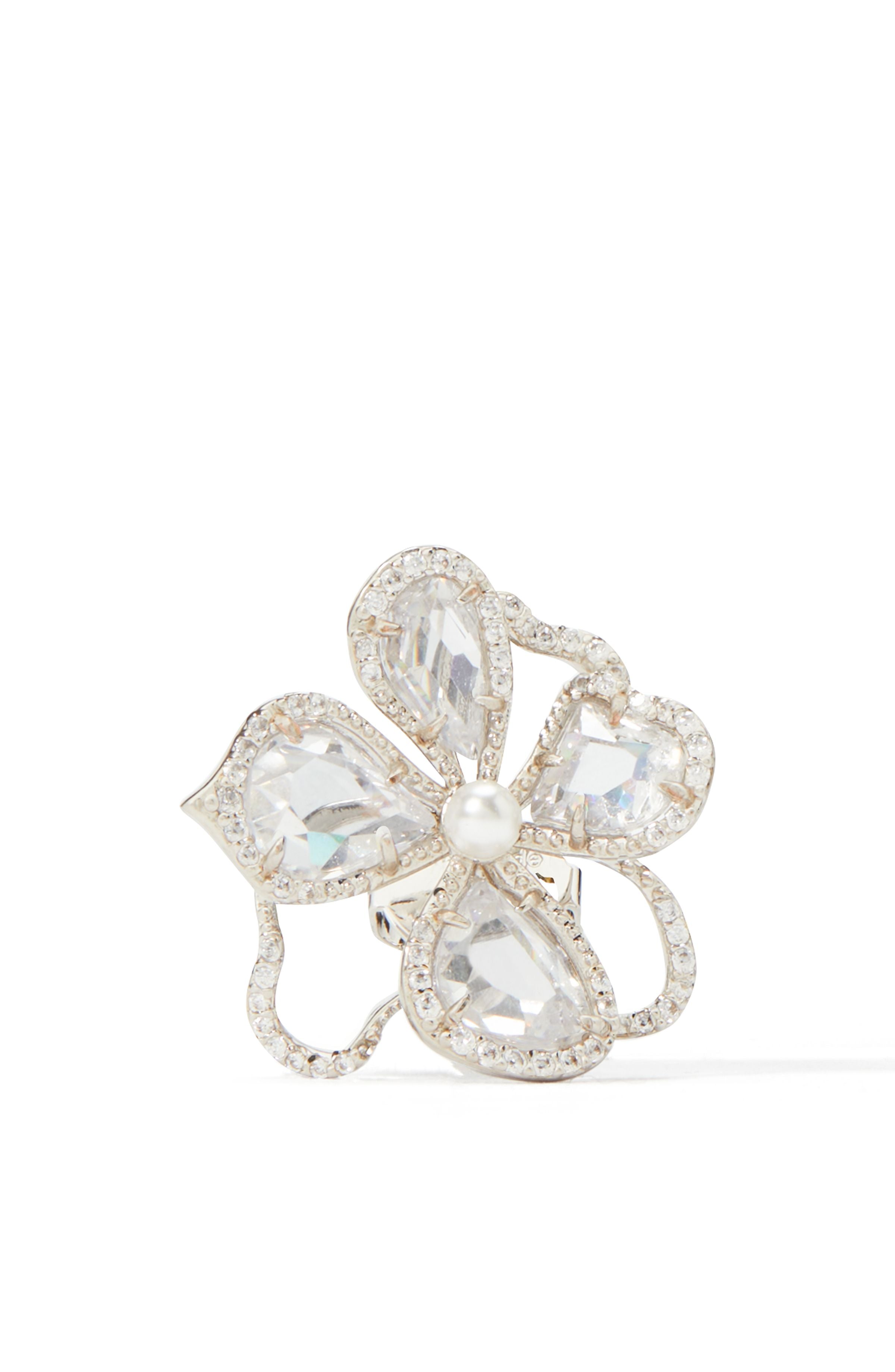 KD886-precious bloom studs-Clear/Silver