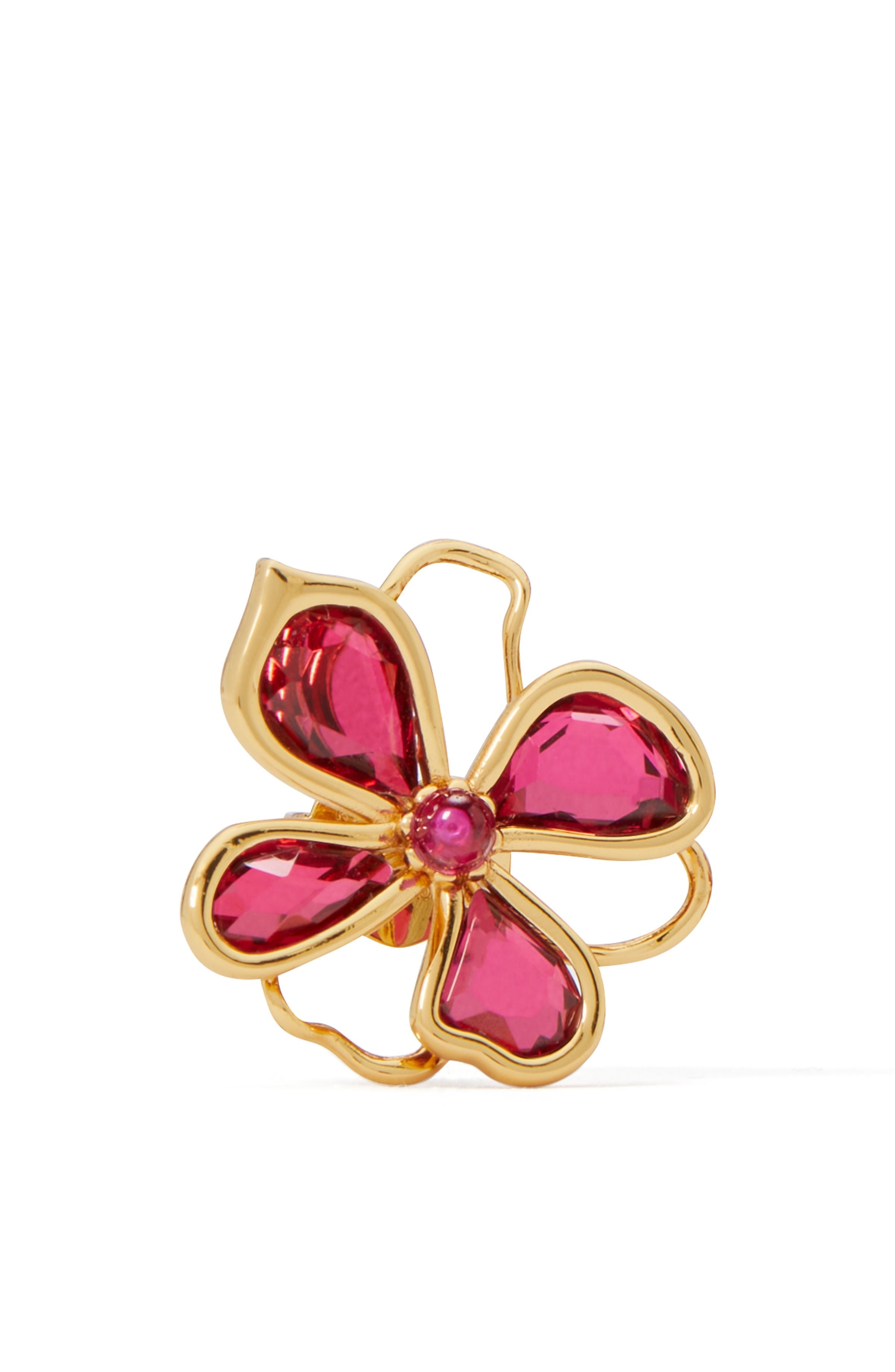 KD898-floral shimmer studs-Red