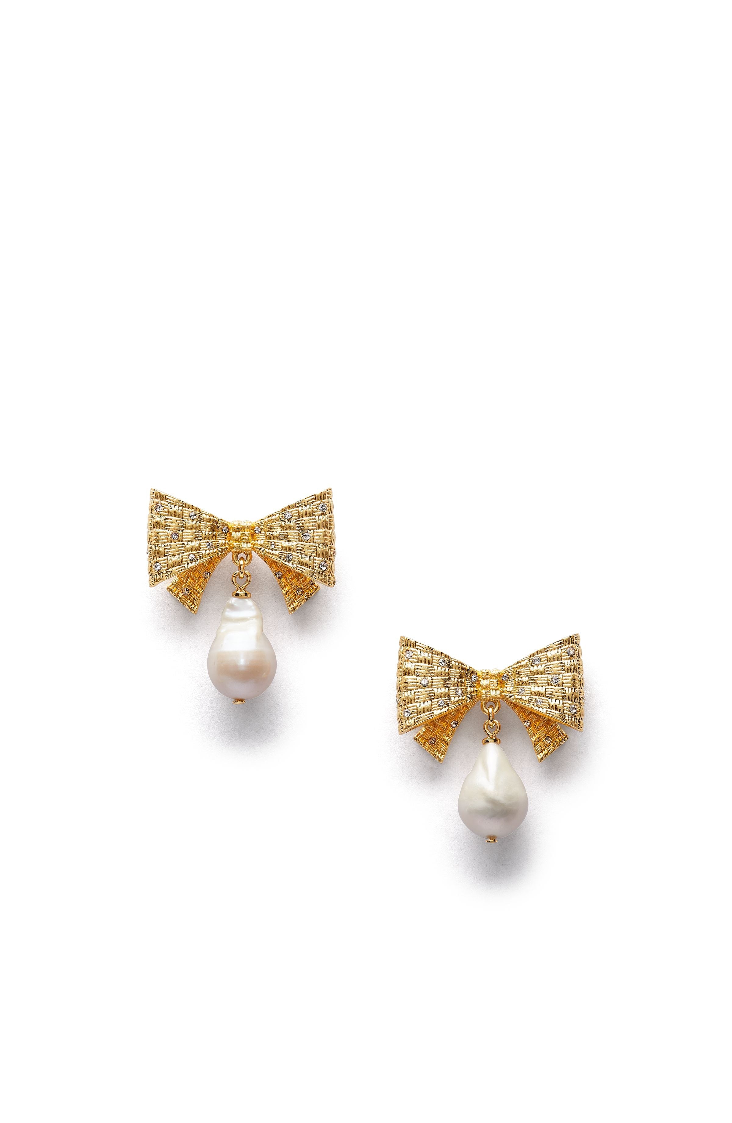 KD979_Wrapped In A Bow Drop Earrings_Cream Multi/Gold