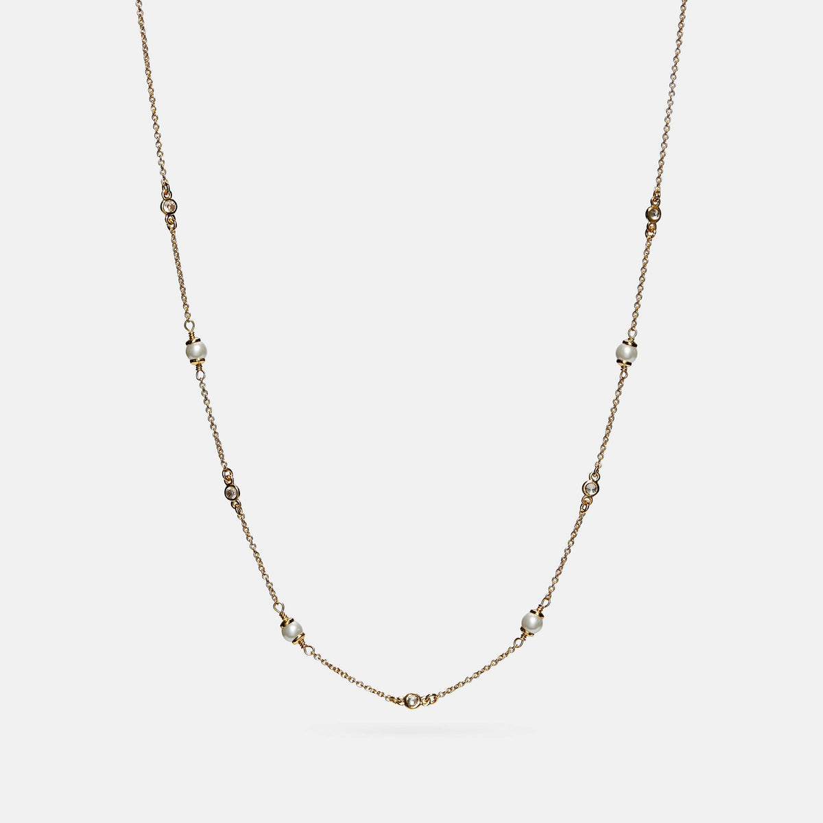 COACH-Classic Crystal Pearl Necklace-C2638-GLD