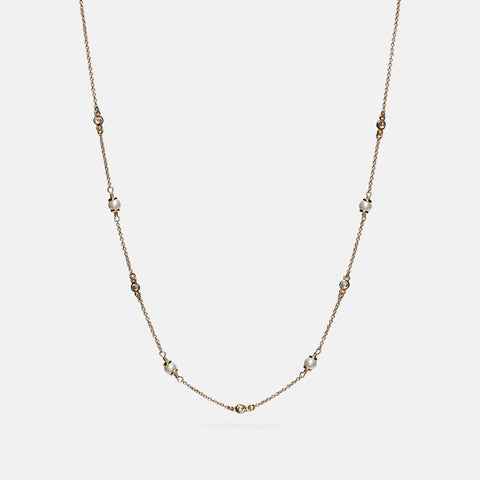 COACH-Classic Crystal Pearl Necklace-C2638-GLD