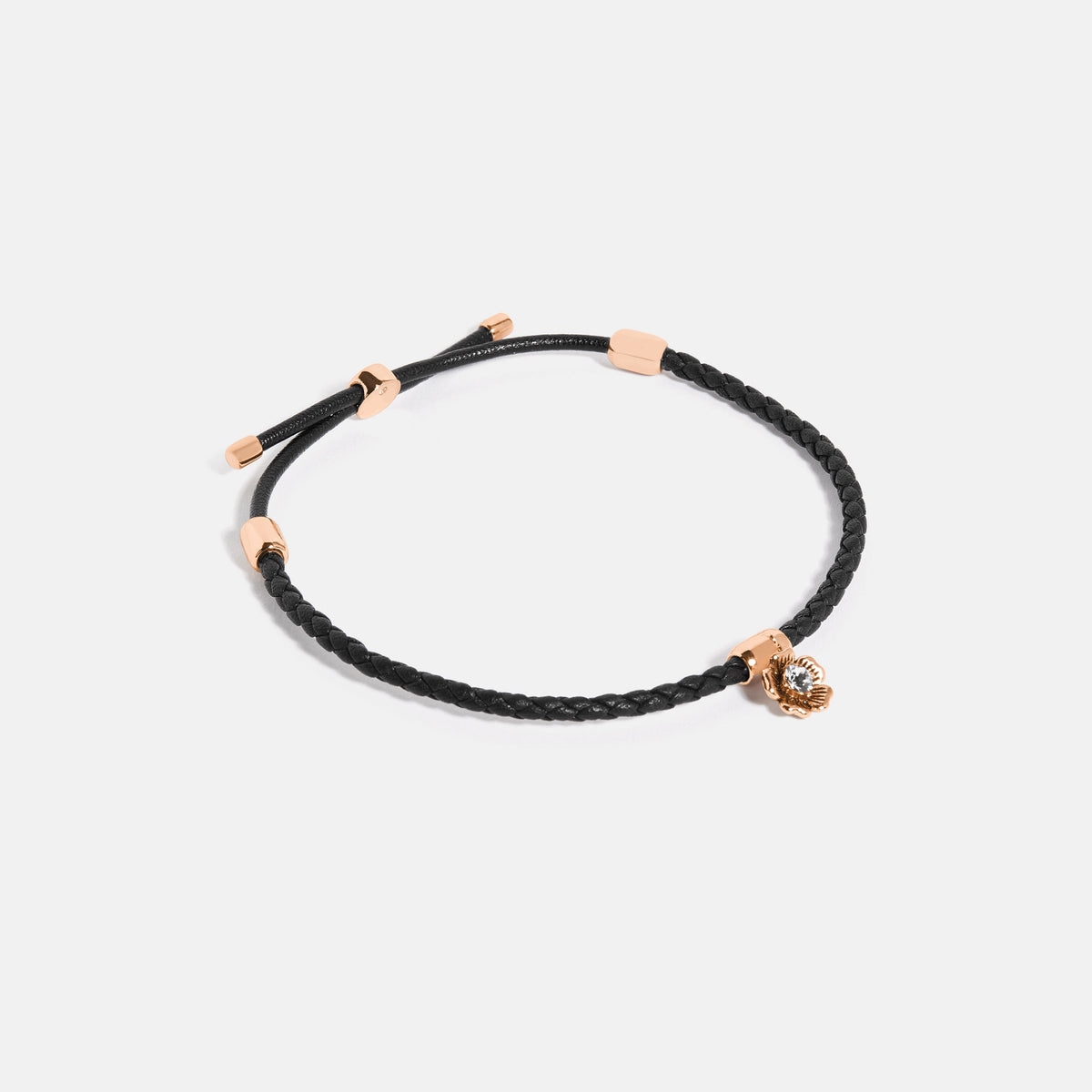 COACH-Friendship Slider Bracelet With Tea Rose Charm-C2718-BLK