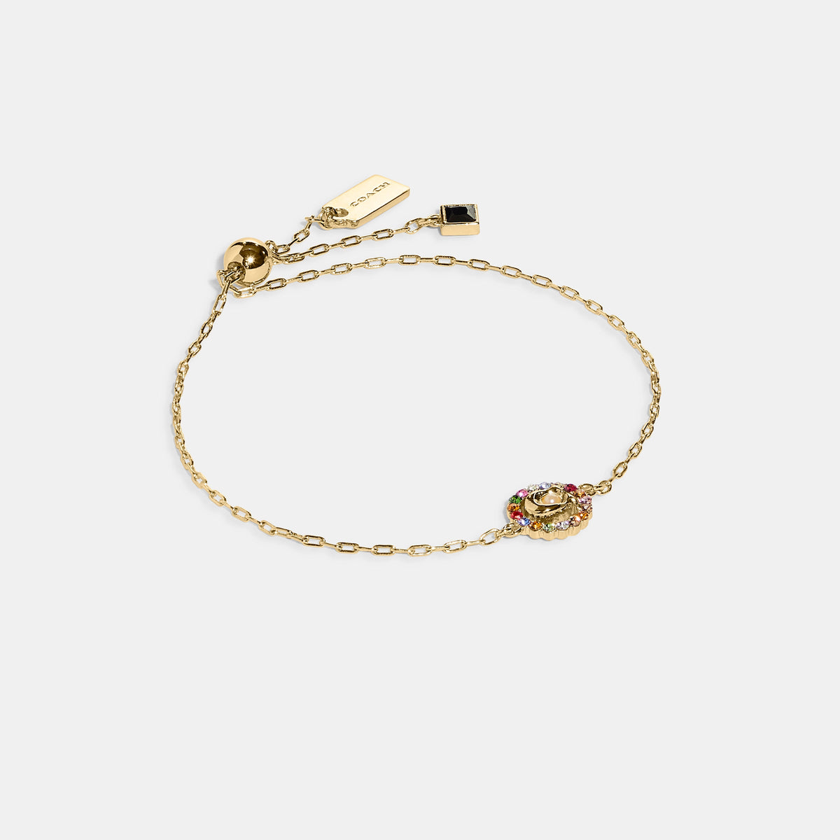 Coach-Signature Multicolor Crystal Slider Bracelet-C5718-Gold/Multicolor