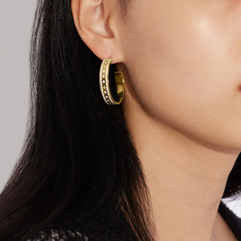 Large Signature Enamel Hoop Earrings