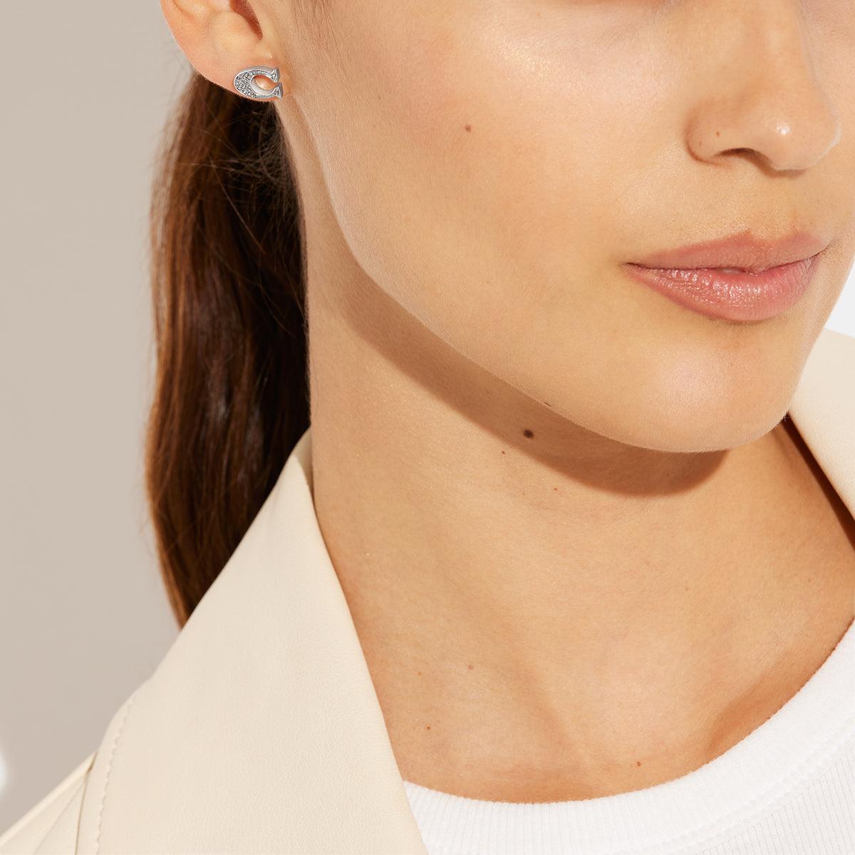 Faceted Crystal Signature Drop Earrings - COACH Saudi Arabia Official Site